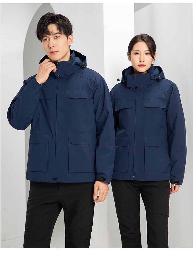 YJ-9809 秋冬季戶外三合一沖鋒衣工作服工作服可拆卸防水防風印字logo工作(圖21)