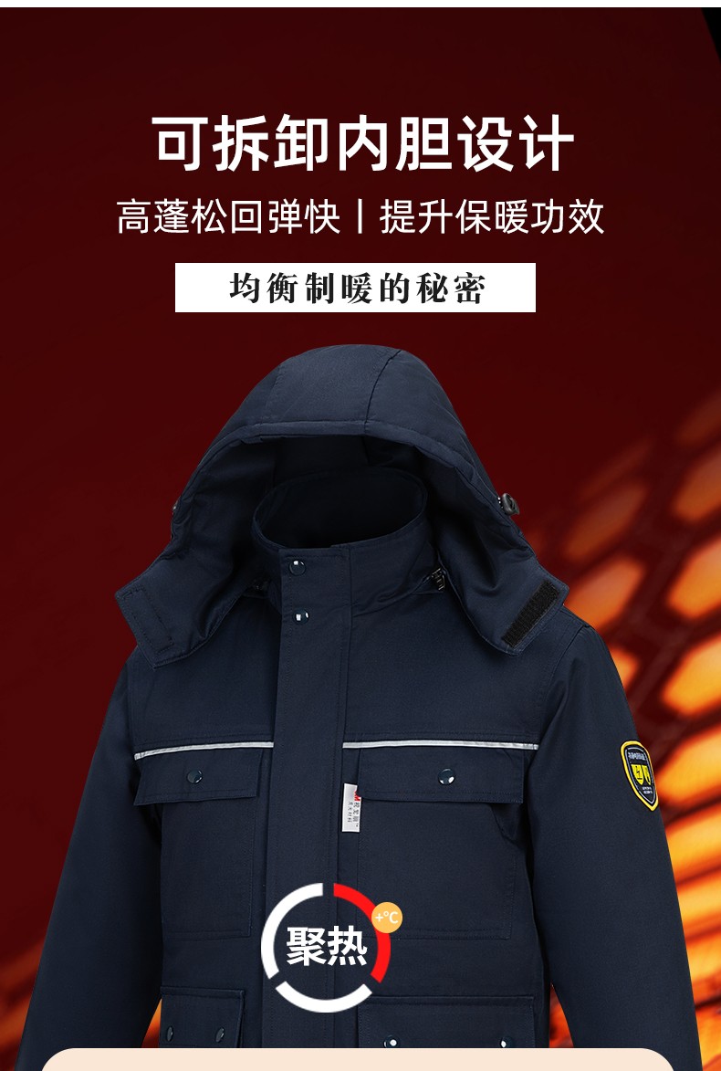YJ-1305 冬季工作服棉衣男耐磨加絨加厚石油化工防靜電防酸堿勞保棉服外套(圖7)