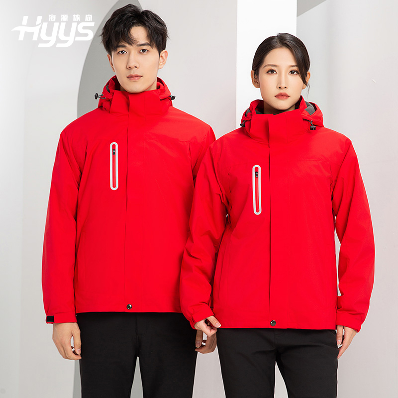 YJ-9806 冬季工作服沖鋒衣定制印logo防風防水加絨加厚工裝外套夾克棉服