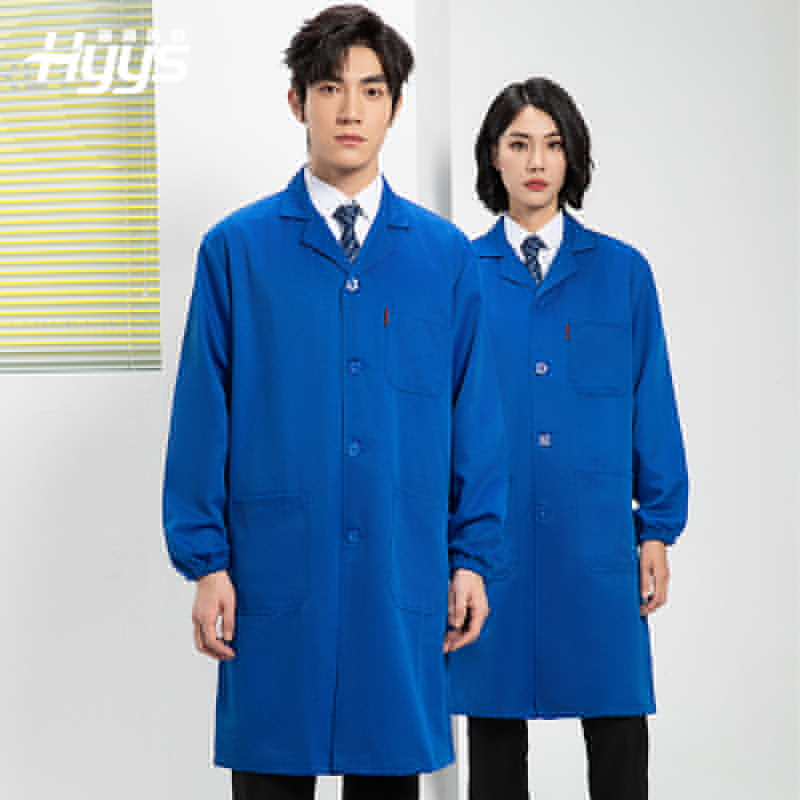 YJ-2301 純色大褂長袖工作服純色電子廠男女防塵食品廠大褂定制