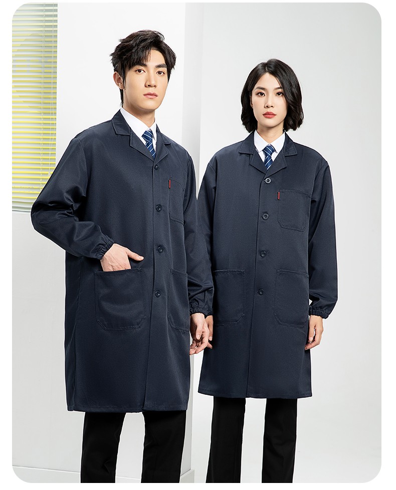 YJ-2301 純色大褂長(zhǎng)袖工作服純色電子廠男女防塵食品廠大褂定制(圖15)