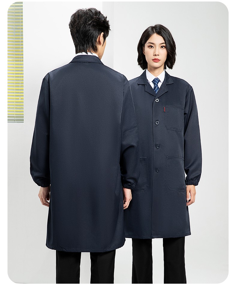 YJ-2301 純色大褂長(zhǎng)袖工作服純色電子廠男女防塵食品廠大褂定制(圖17)