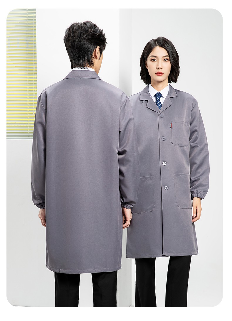 YJ-2301 純色大褂長(zhǎng)袖工作服純色電子廠男女防塵食品廠大褂定制(圖23)