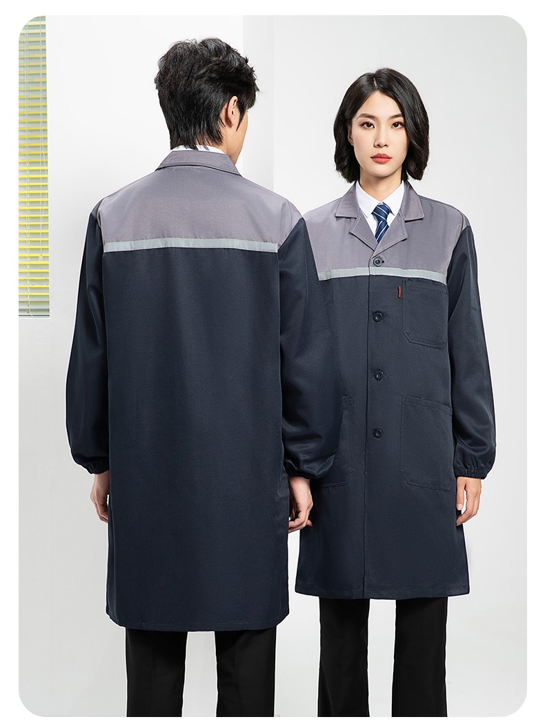YJ-2303 拼色大褂長款工作服電子白男女倉庫搬運大褂勞保食品廠大褂定制(圖23)