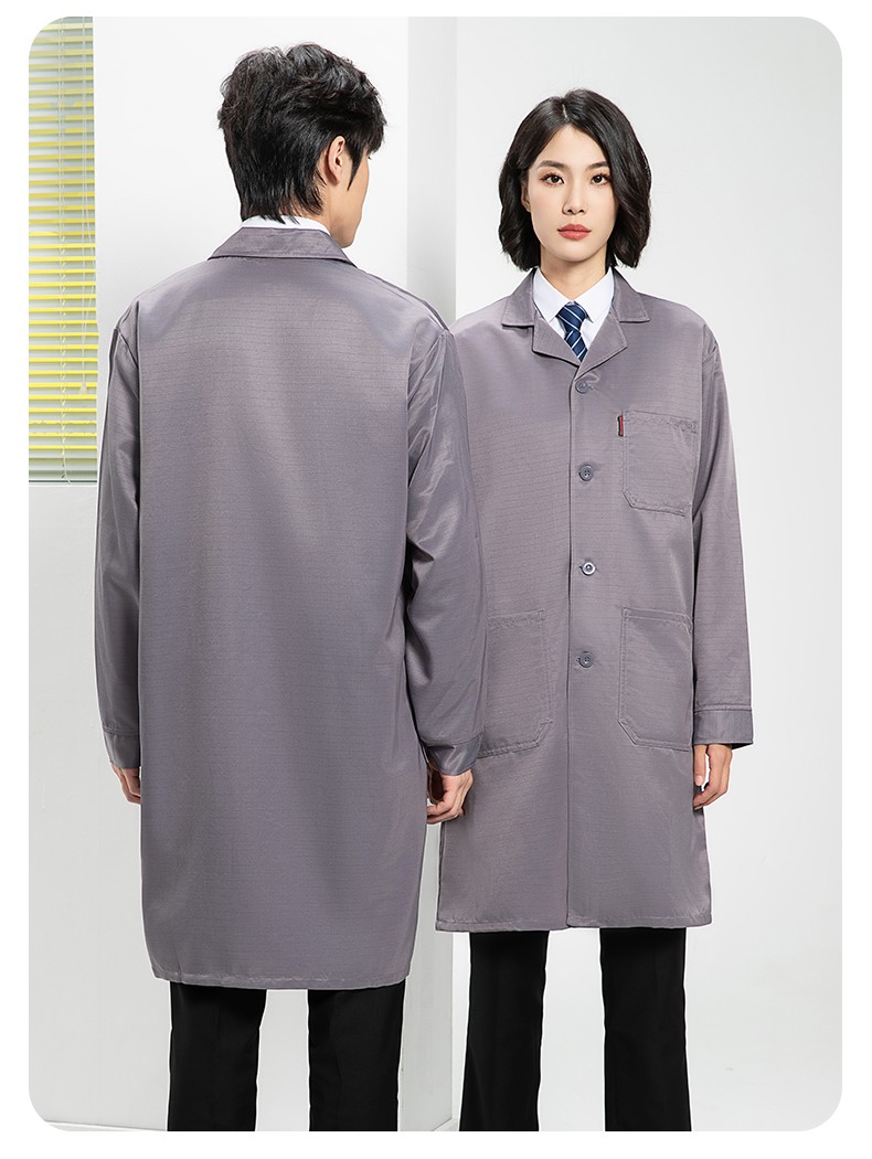 YJ-2305 防靜電大褂長(zhǎng)袖工作服純色電子廠男女防塵食品廠防靜電大褂定制(圖16)
