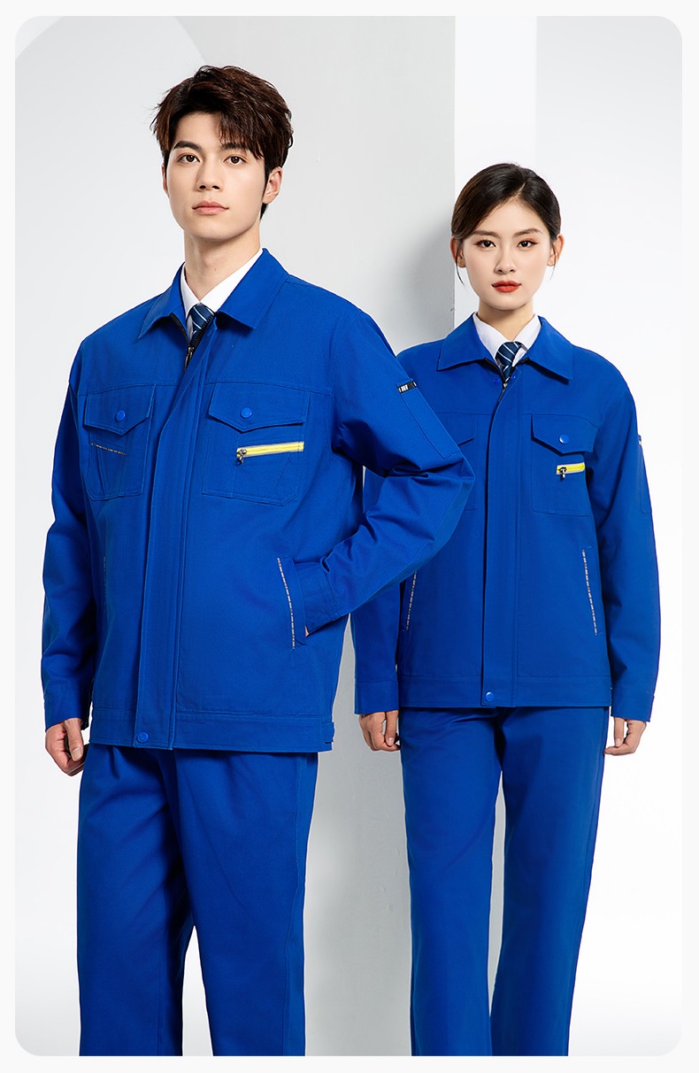 JC-117 純棉春秋工作服套裝男純色全棉加厚耐磨建筑工地電焊機(jī)修服定制(圖16)