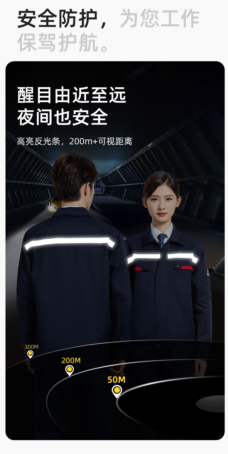 YM-20801F 防靜電工作服定制春秋加厚耐磨套裝男女加油加汽站化工車間勞保服(圖5)