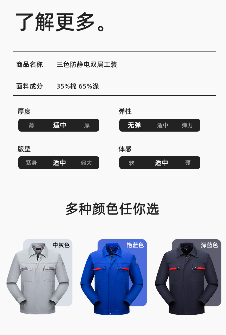 YM-20801S 防靜電工作服套裝男秋冬雙層加厚化工廠電子廠電工裝加油站勞保服(圖11)