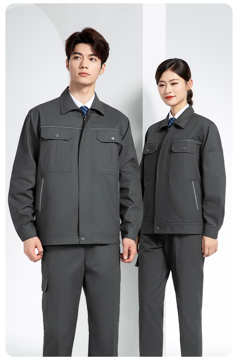 YM-092 春秋季工作服套裝定制男耐磨建筑工程工廠車間長袖勞保服純色工裝(圖23)