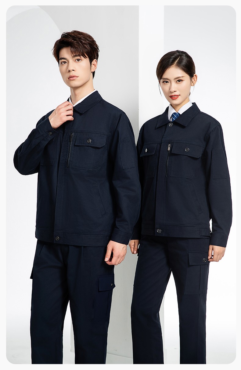 RD-505 純棉春秋工作服套裝男純色建筑維修工地工裝車間工廠勞保服定制(圖14)