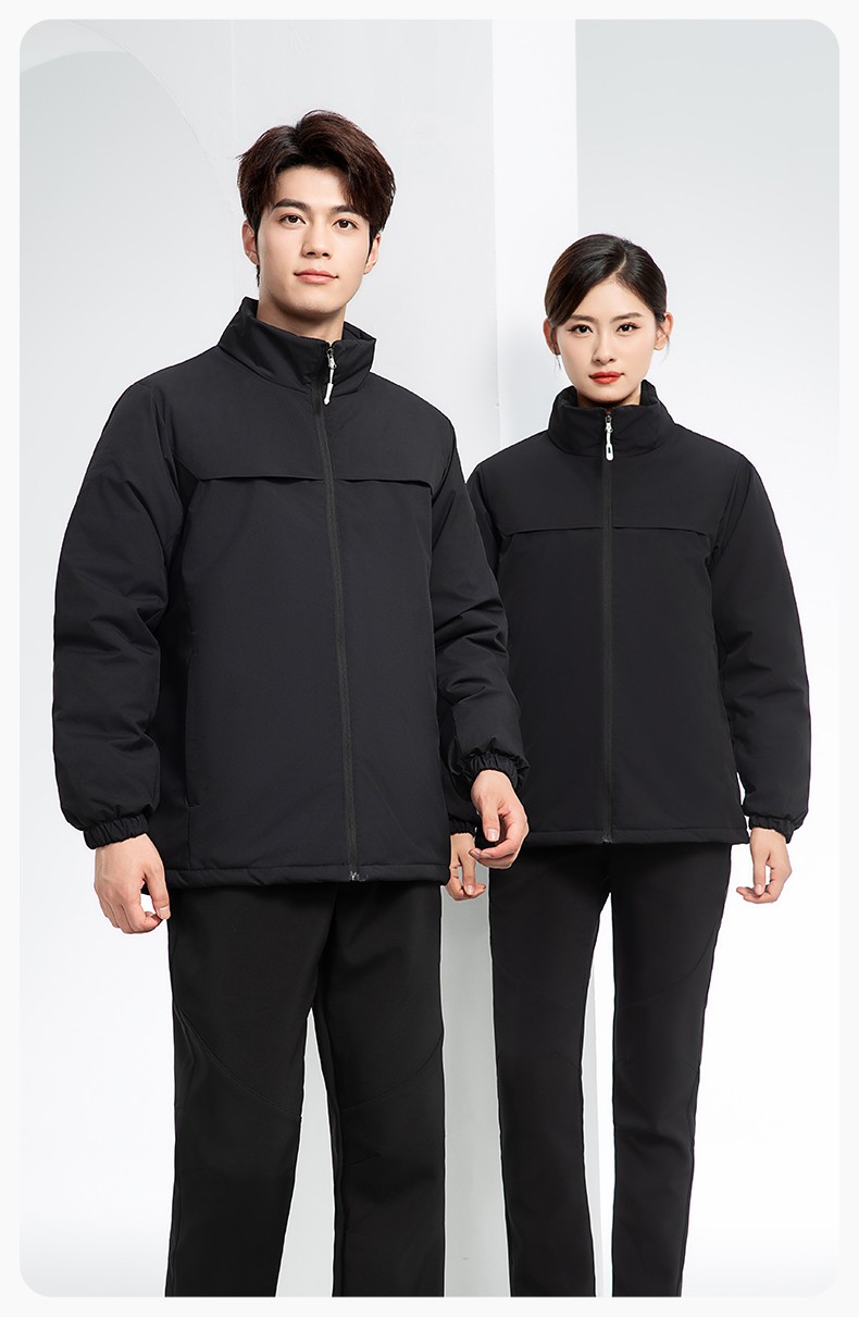 YJ-768 冬季一體式棉沖鋒衣工作服男純色加厚保暖工廠企業(yè)裝團體服定制(圖17)