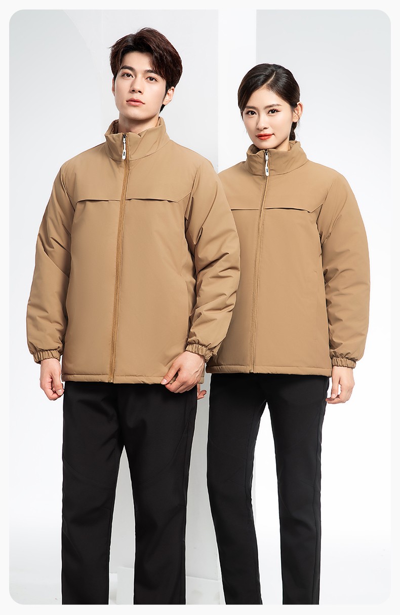 YJ-768 冬季一體式棉沖鋒衣工作服男純色加厚保暖工廠企業(yè)裝團體服定制(圖16)