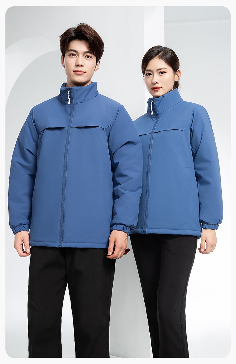 YJ-768 冬季一體式棉沖鋒衣工作服男純色加厚保暖工廠企業(yè)裝團體服定制(圖19)