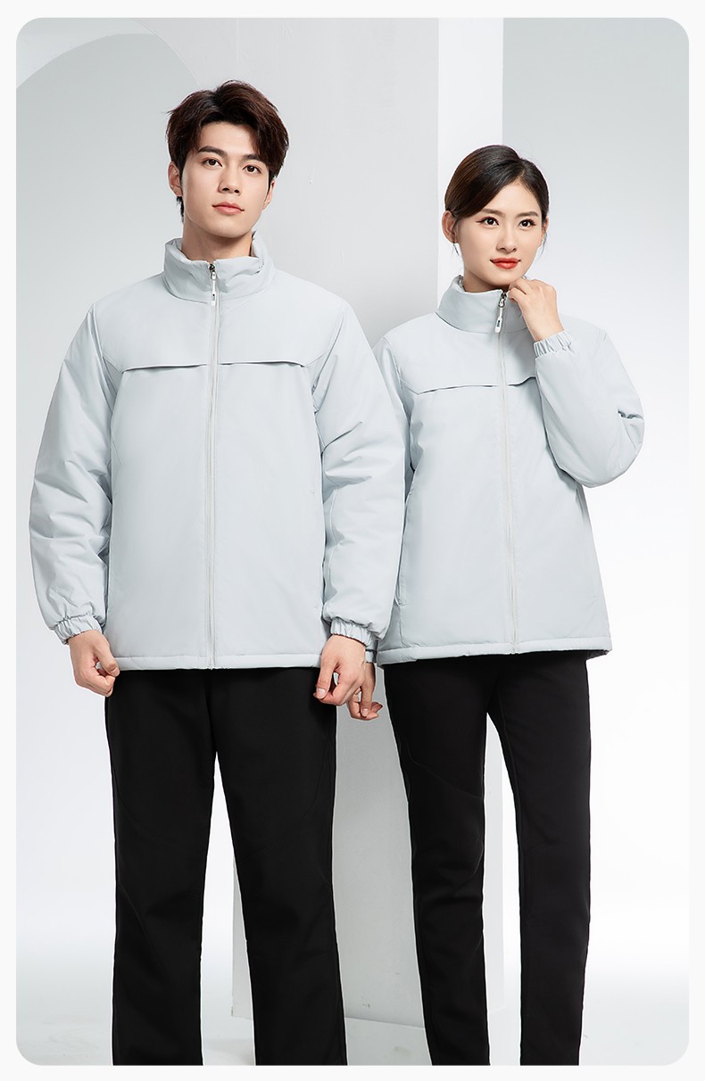 YJ-768 冬季一體式棉沖鋒衣工作服男純色加厚保暖工廠企業(yè)裝團體服定制(圖18)