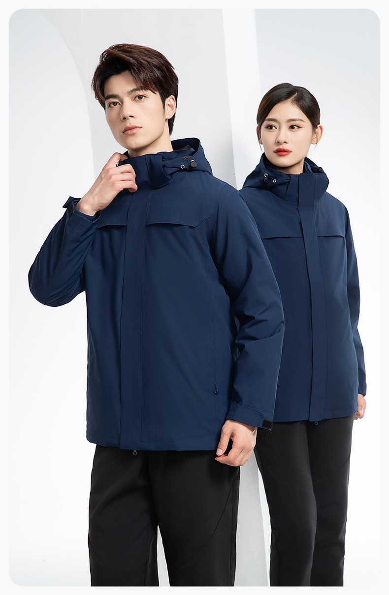 YJ-968 海源三合一沖鋒衣工作服男純色團(tuán)體企業(yè)工裝加絨保暖外套廠服定制(圖15)